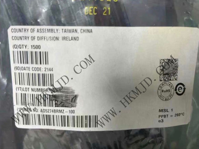 NEW（ADI）AD5274BRMZ-100：單通道、1%電阻容差、256位數(shù)字可變電阻器